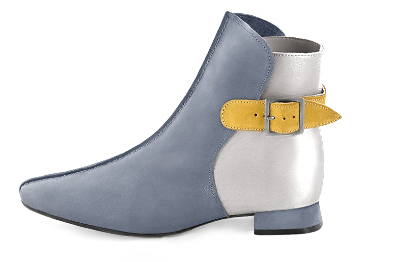 Women's mouse grey, silver and mustard yellow elegant ankle boots